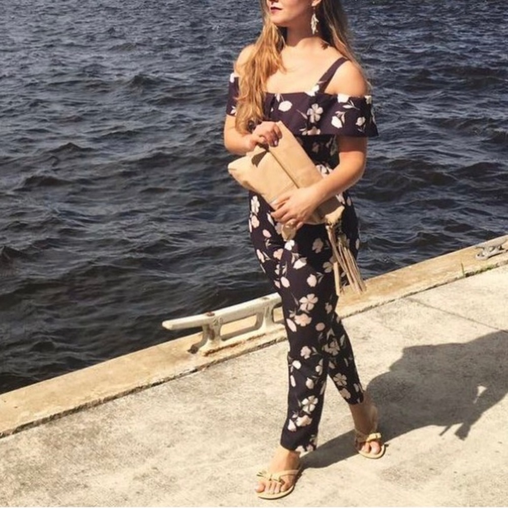 Miss selfridge petite off the shoulder jumpsuit
